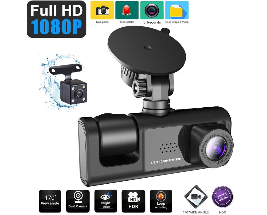 Caméra double image Full HD 1080P avec vue nocturne grand angle 170 °, moniteur WDR, capture d'images fixes, plusieurs angles