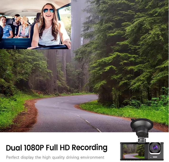 Caméra double image Full HD 1080P avec vue nocturne grand angle 170 °, moniteur WDR, capture d'images fixes, plusieurs angles